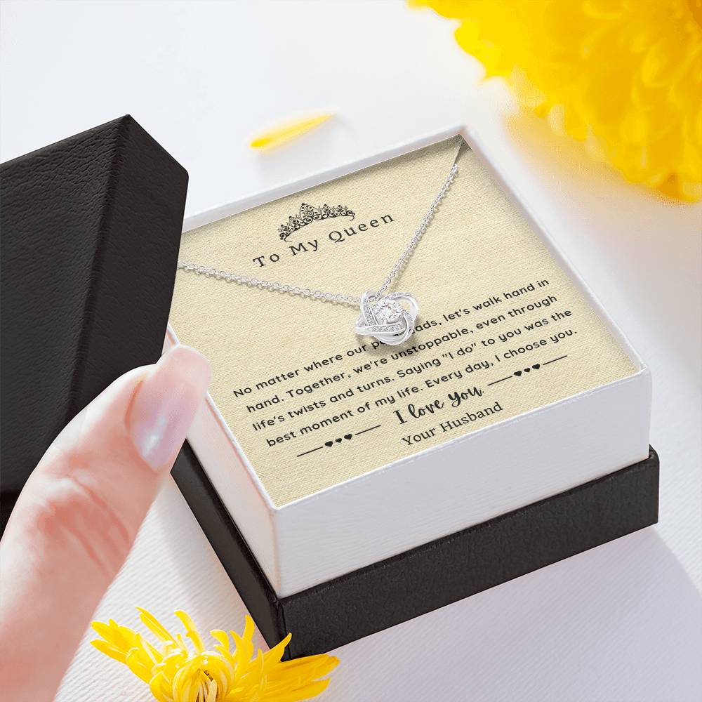 Love Knot Necklace for Wife - Sentimental Message Card Jewelry - Perfect Gift for Her