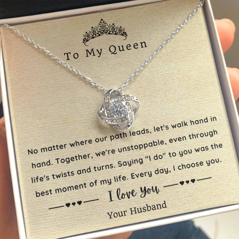 Love Knot Necklace for Wife - Sentimental Message Card Jewelry - Perfect Gift for Her