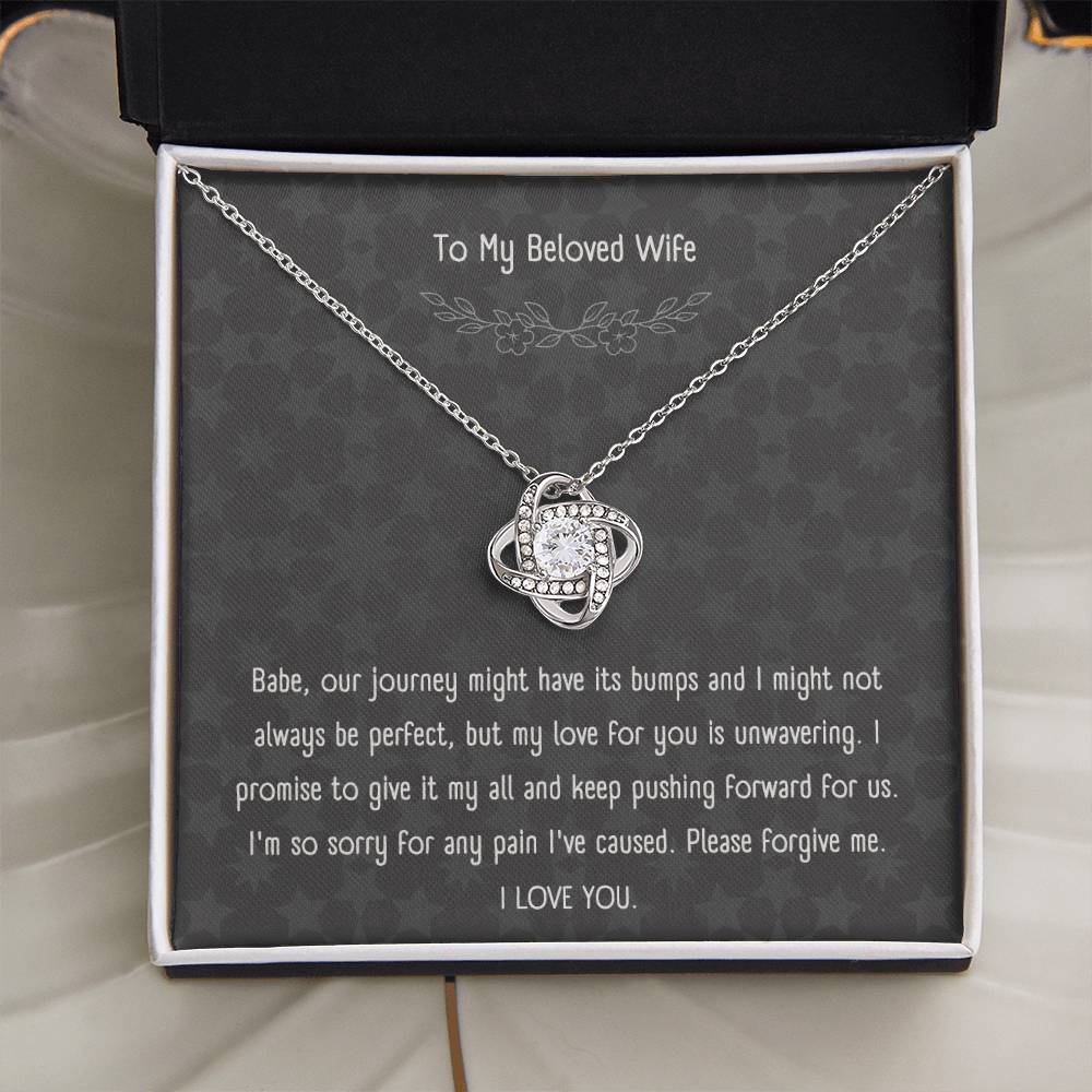 "Forgive Me, I Love You" - Love Knot Necklace with Message Card for Wife