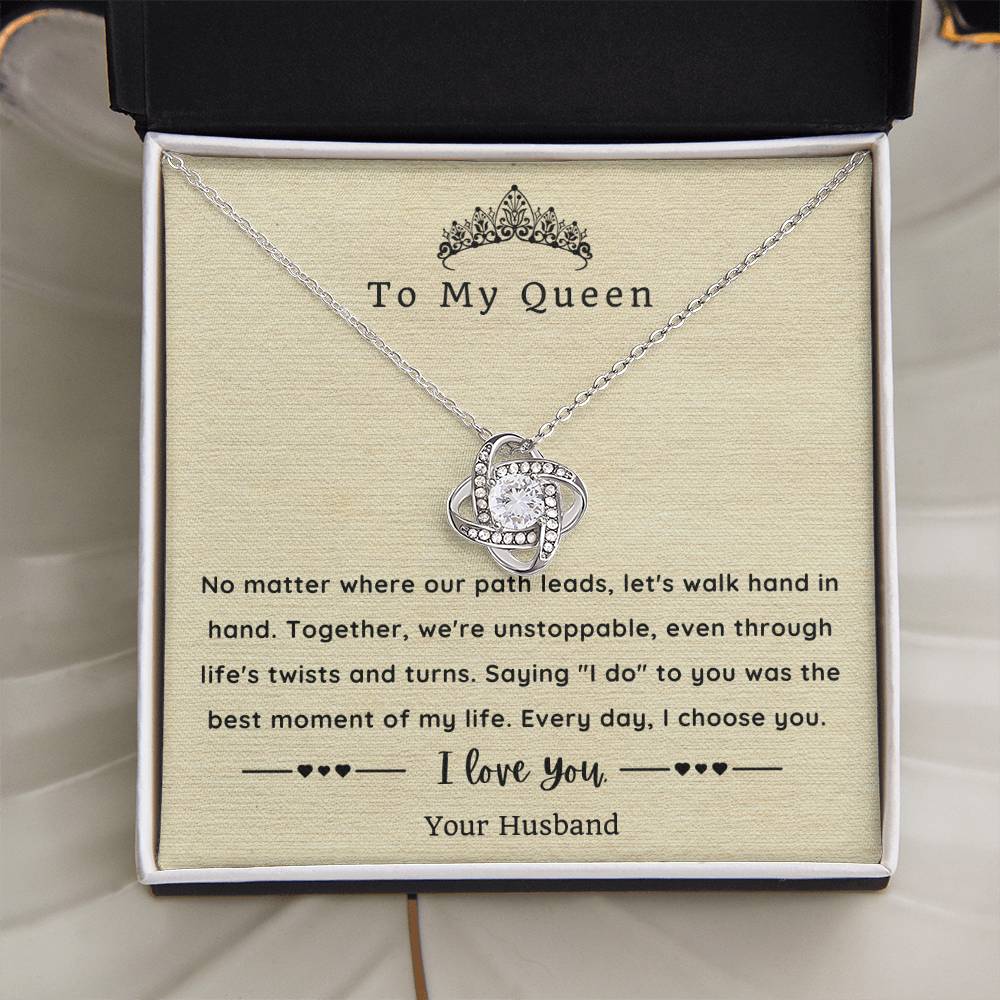 Love Knot Necklace for Wife - Sentimental Message Card Jewelry - Perfect Gift for Her