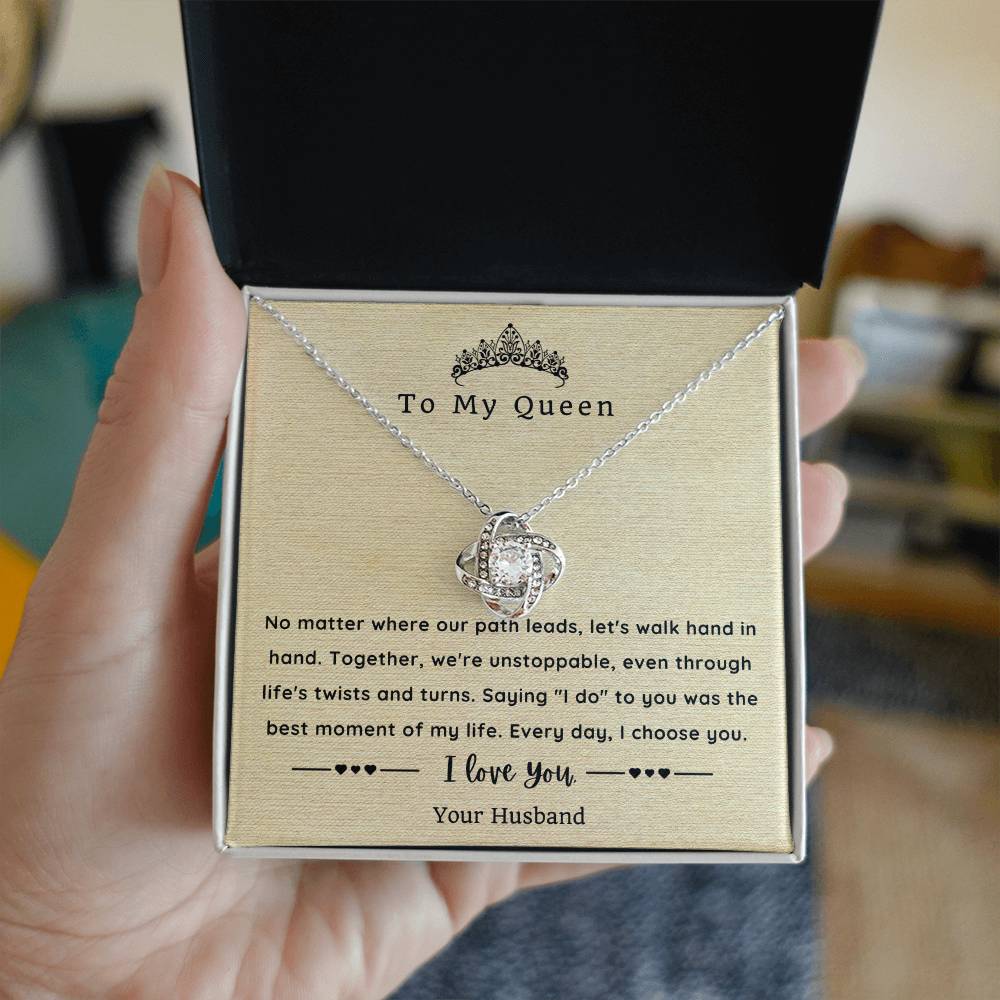 Love Knot Necklace for Wife - Sentimental Message Card Jewelry - Perfect Gift for Her