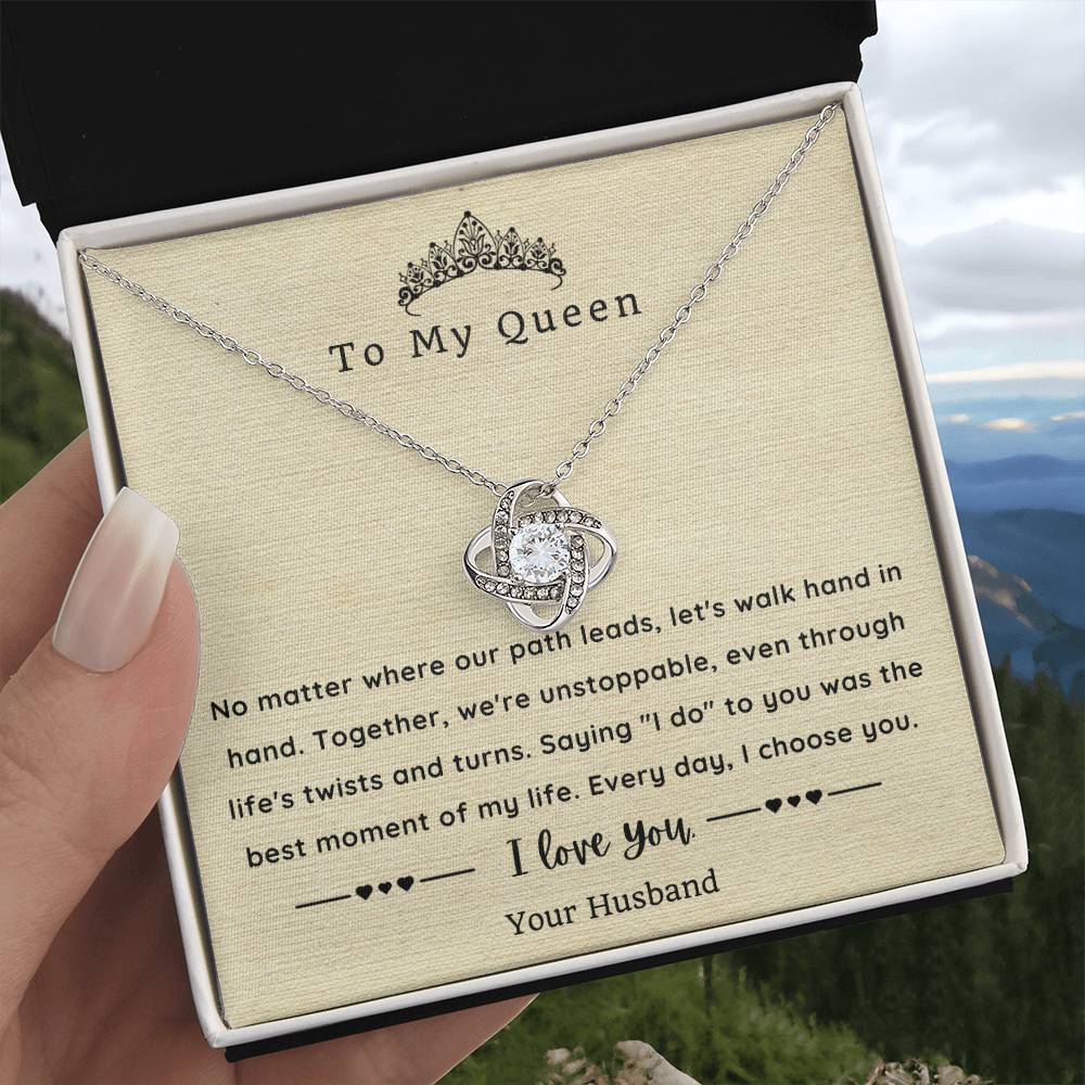 Love Knot Necklace for Wife - Sentimental Message Card Jewelry - Perfect Gift for Her