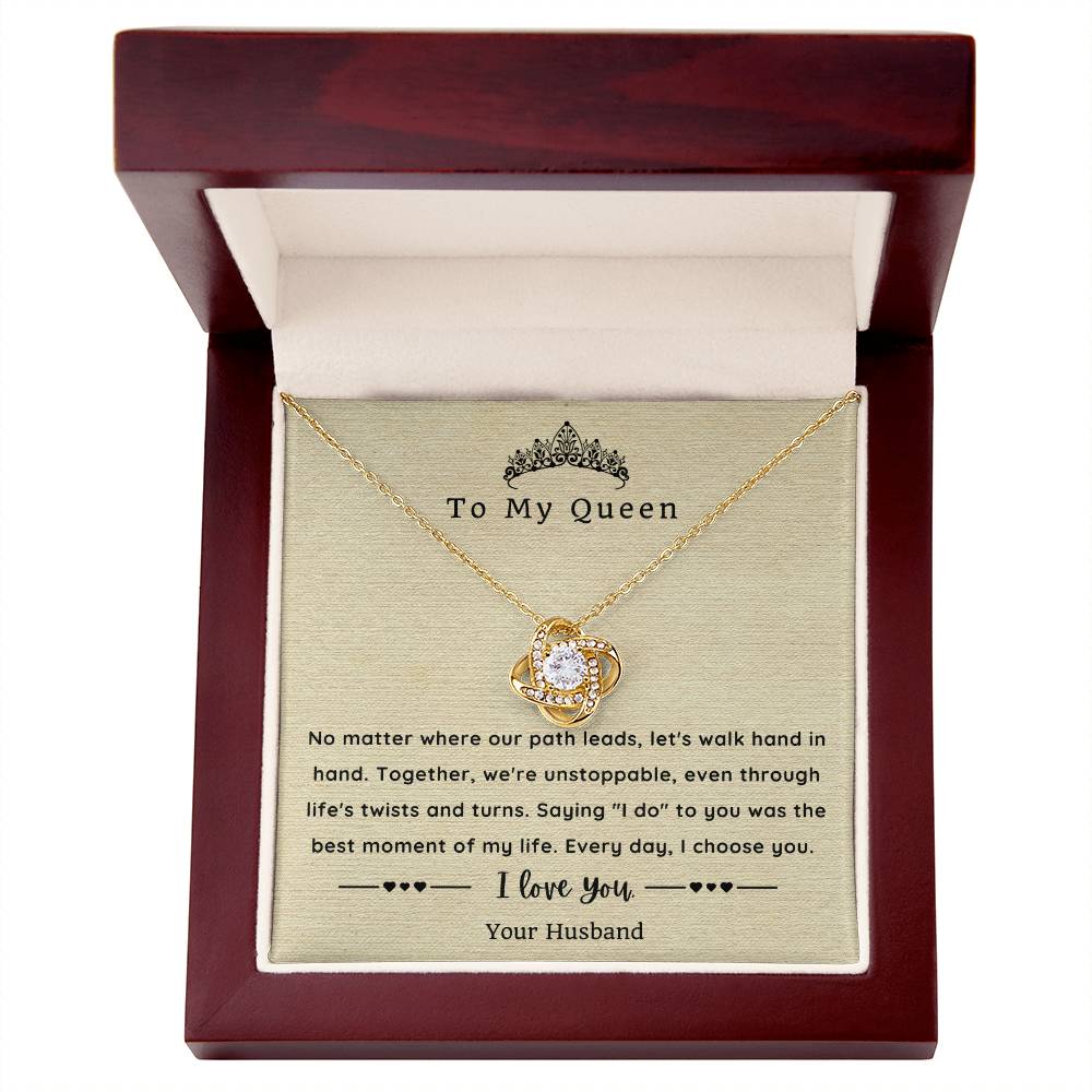 Love Knot Necklace for Wife - Sentimental Message Card Jewelry - Perfect Gift for Her