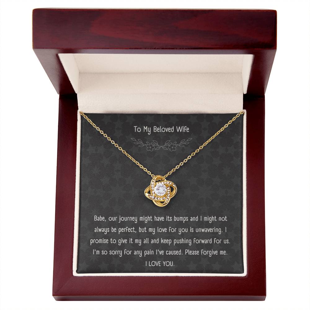 "Forgive Me, I Love You" - Love Knot Necklace with Message Card for Wife