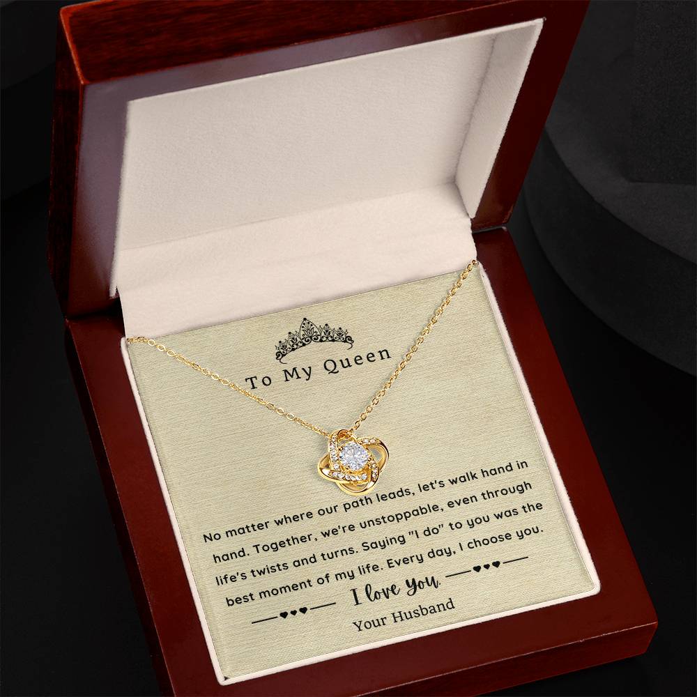 Love Knot Necklace for Wife - Sentimental Message Card Jewelry - Perfect Gift for Her