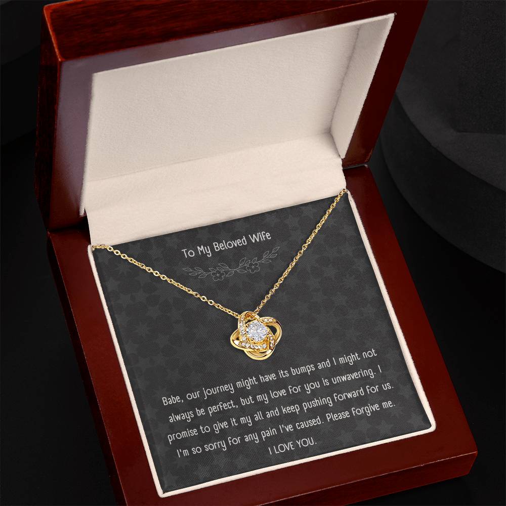 "Forgive Me, I Love You" - Love Knot Necklace with Message Card for Wife