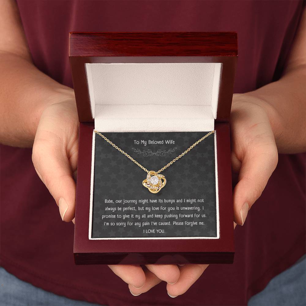 "Forgive Me, I Love You" - Love Knot Necklace with Message Card for Wife