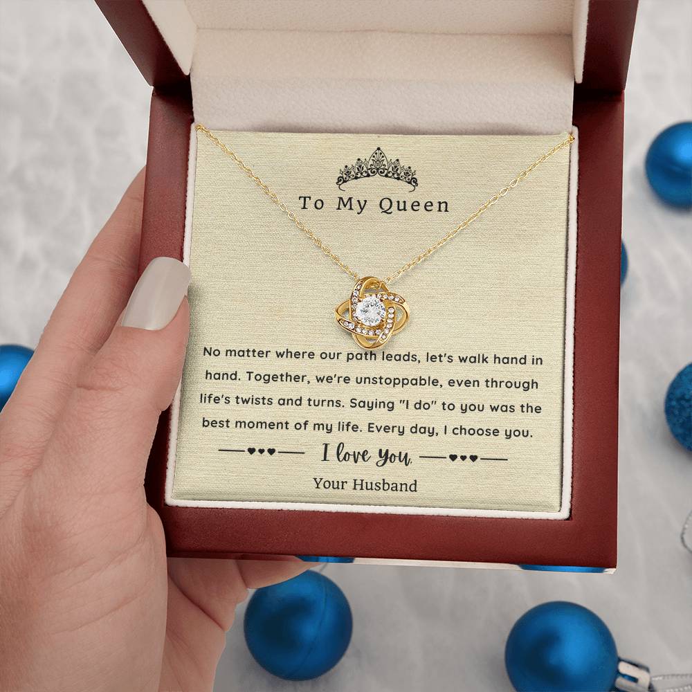 Love Knot Necklace for Wife - Sentimental Message Card Jewelry - Perfect Gift for Her