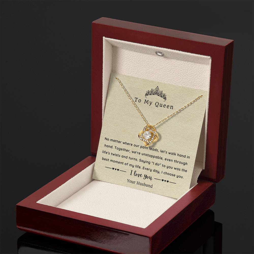 Love Knot Necklace for Wife - Sentimental Message Card Jewelry - Perfect Gift for Her