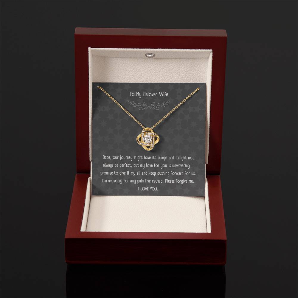 "Forgive Me, I Love You" - Love Knot Necklace with Message Card for Wife