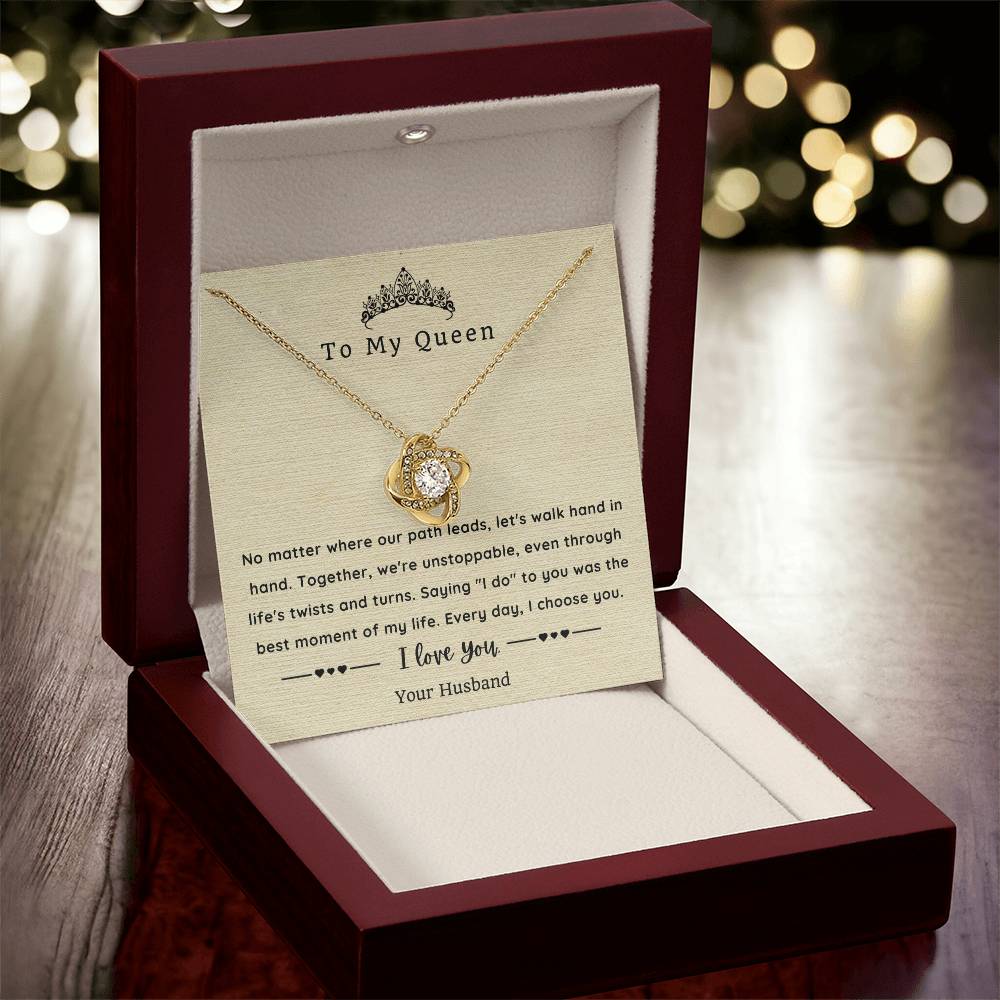 Love Knot Necklace for Wife - Sentimental Message Card Jewelry - Perfect Gift for Her