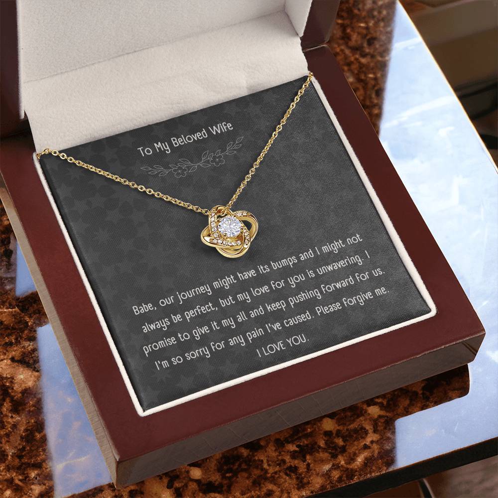 "Forgive Me, I Love You" - Love Knot Necklace with Message Card for Wife