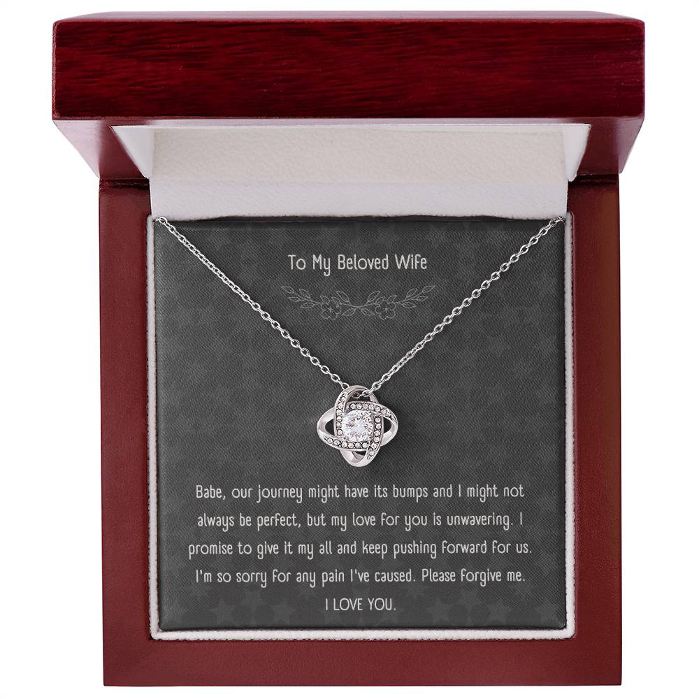 "Forgive Me, I Love You" - Love Knot Necklace with Message Card for Wife
