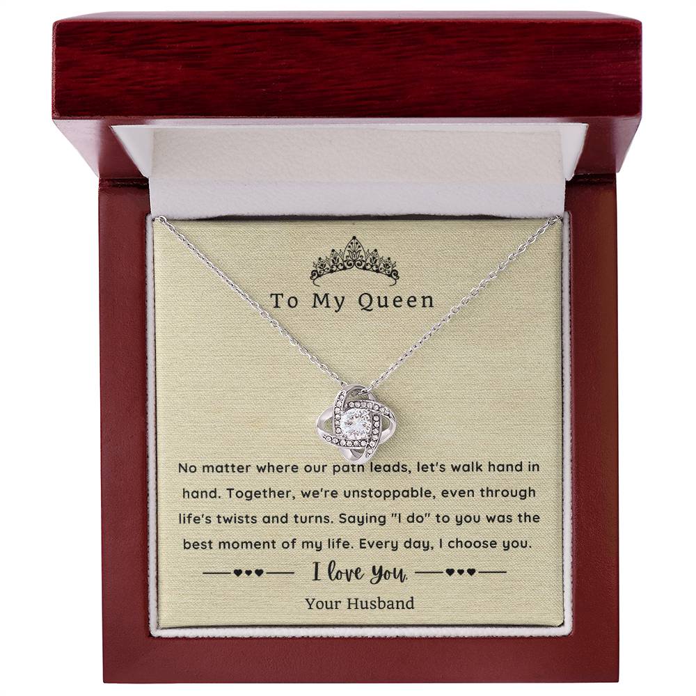Love Knot Necklace for Wife - Sentimental Message Card Jewelry - Perfect Gift for Her