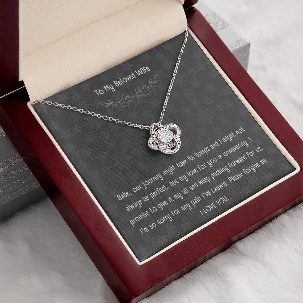 "Forgive Me, I Love You" - Love Knot Necklace with Message Card for Wife