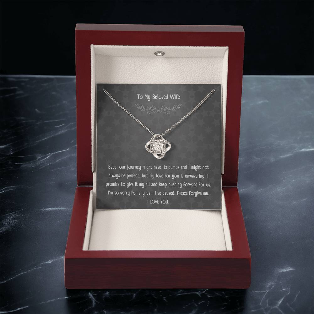 "Forgive Me, I Love You" - Love Knot Necklace with Message Card for Wife