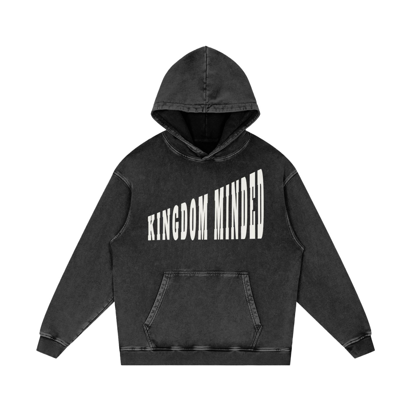 “Kingdom Minded” Snow-Washed Heavy Cotton Hoodie — Faith Streetwear for the Bold