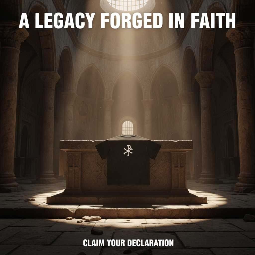 Christogram with Renaissance script Script Snow Washed Oversized Cotton T-Shirt