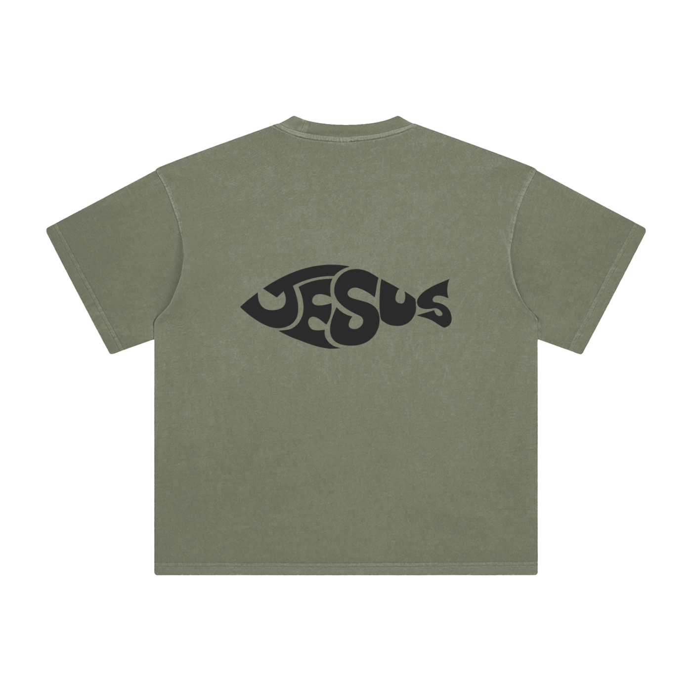Jesus Fish Eye Script Enzyme Washed Trendy Fit Tee - Catholic Faith Statement Shirt - Chronicles Boutique Christian Apparel