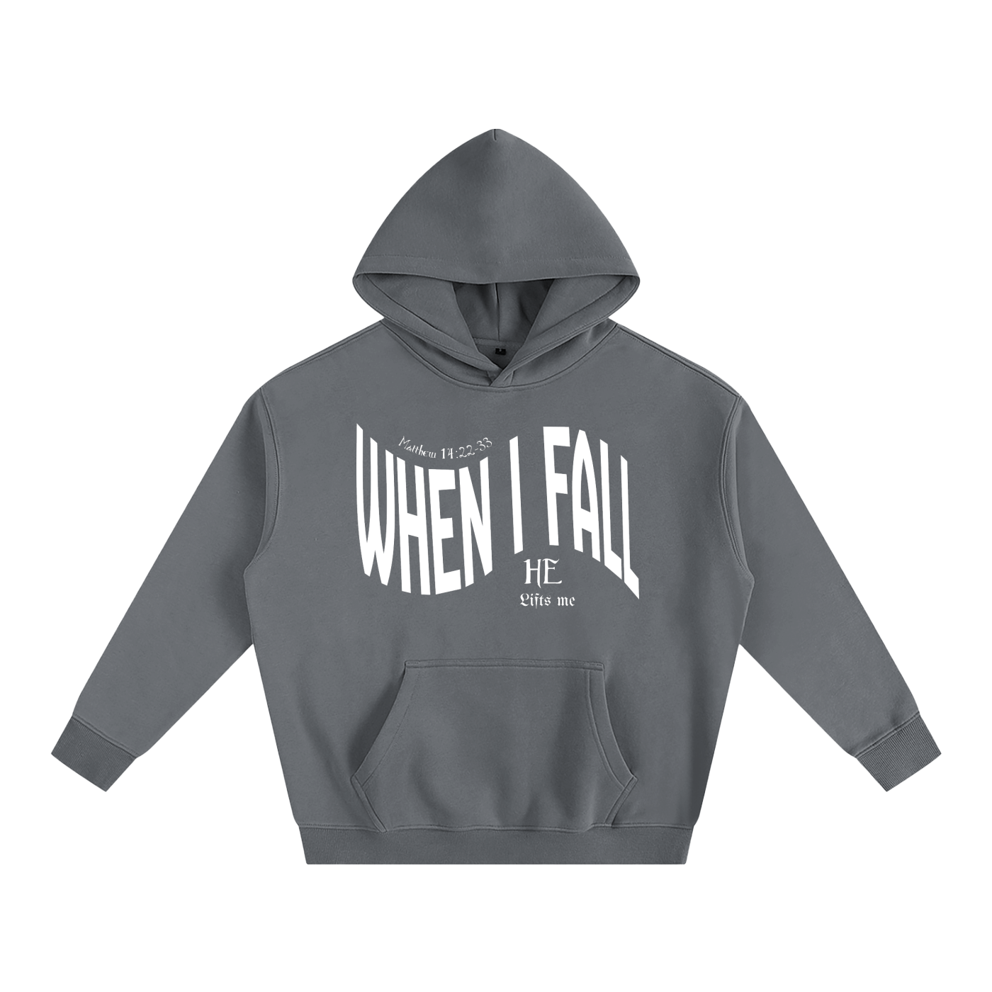 “When I Fall, He Lifts Me” Oversize Fleeced Hoodie – Christian Streetwear