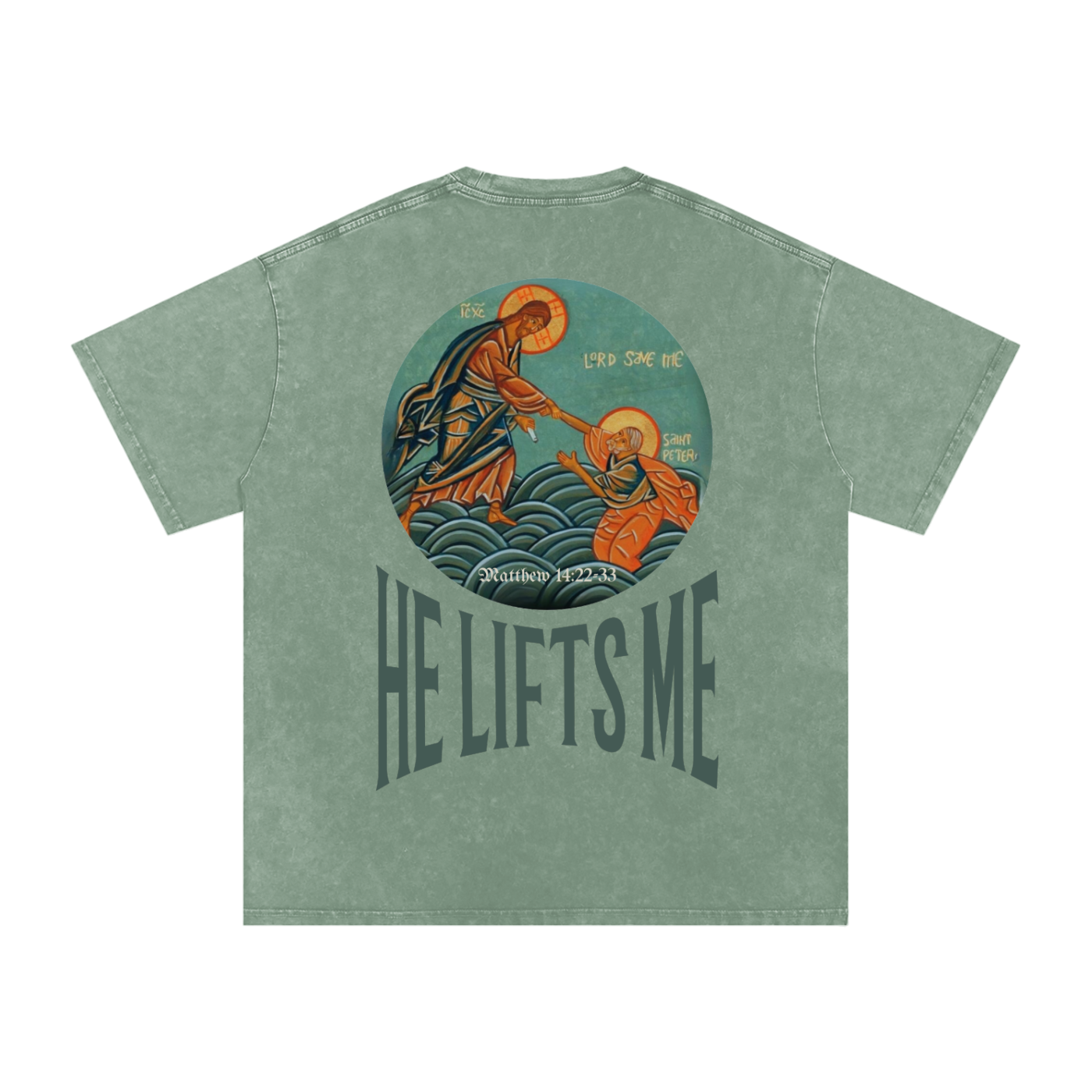 When I Fall He Lifts Me" Graphic Tee - Matthew 14 Scripture Streetwear - Chronicles Boutique Faith Statement Apparel