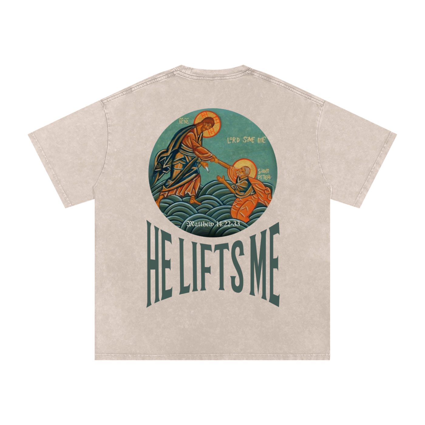 When I Fall He Lifts Me" Graphic Tee - Matthew 14 Scripture Streetwear - Chronicles Boutique Faith Statement Apparel