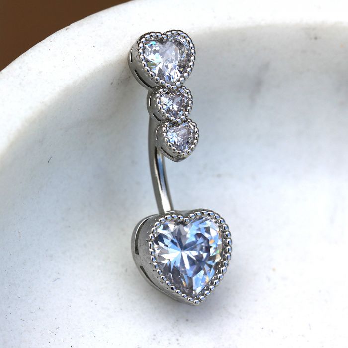 316L Stainless Steel Cascading Heart Navel Ring-1