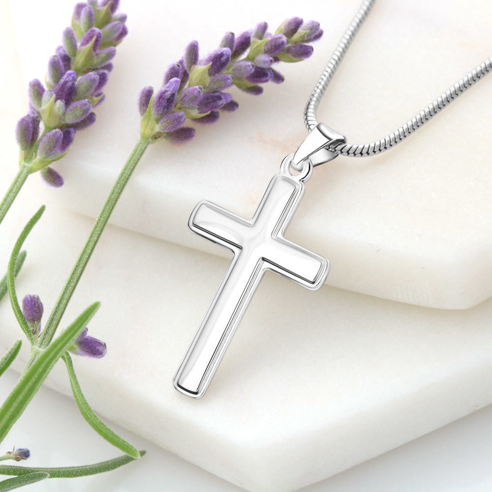 Personalized Engravable Steel Cross for Son | Message Card Jewelry by CB