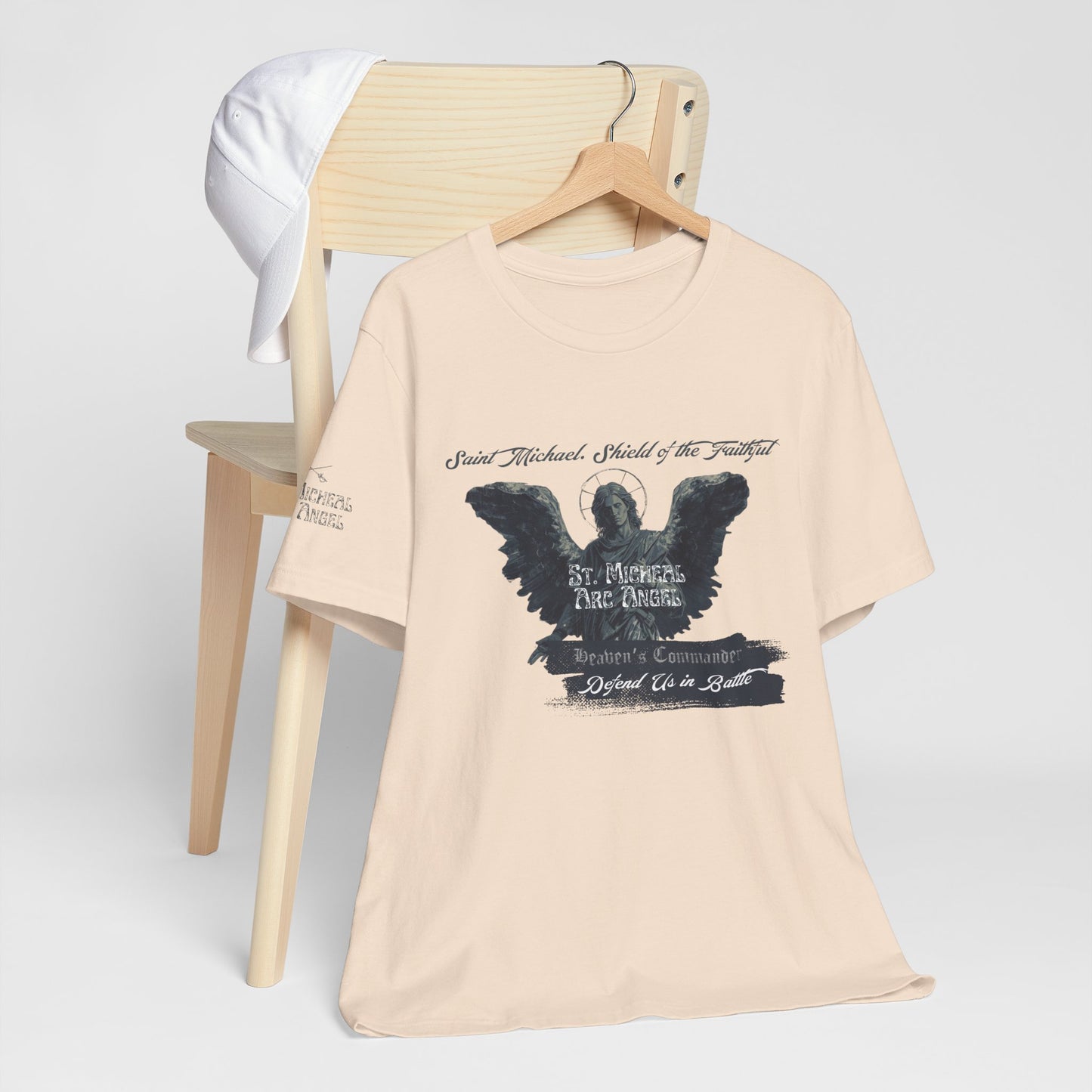 Copy of Saint Michael Short Sleeve Tee, Angel Wing Tee, Faith T-Shirt,Catholic christian  Apparel, Gift for Believers, Holy Mass Shirt