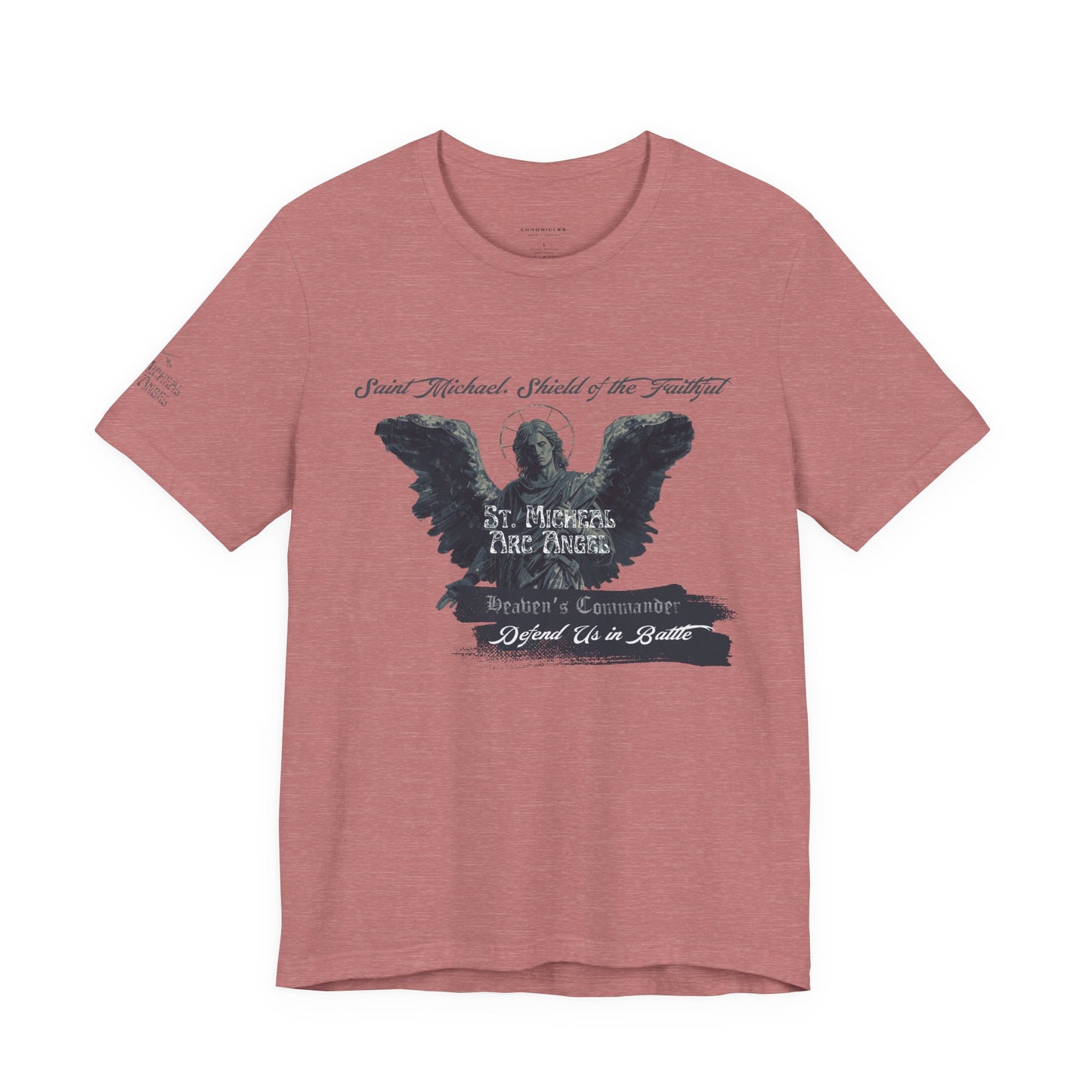 Copy of Saint Michael Short Sleeve Tee, Angel Wing Tee, Faith T-Shirt,Catholic christian  Apparel, Gift for Believers, Holy Mass Shirt