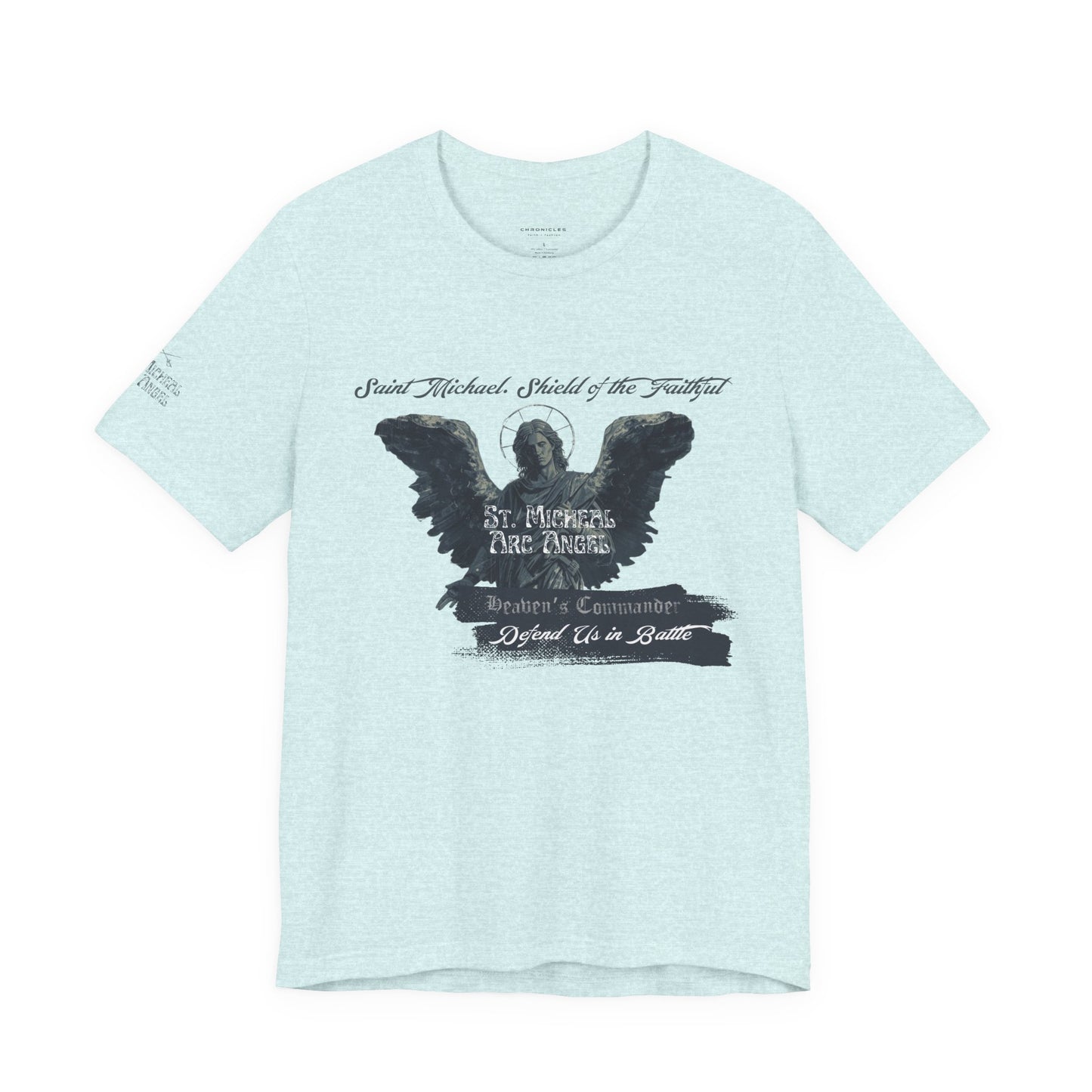 Copy of Saint Michael Short Sleeve Tee, Angel Wing Tee, Faith T-Shirt,Catholic christian  Apparel, Gift for Believers, Holy Mass Shirt