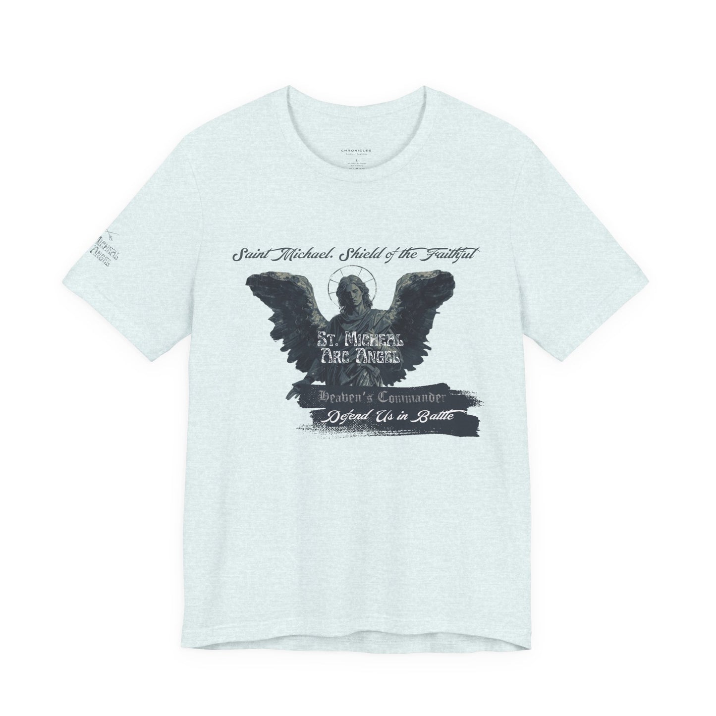 Copy of Saint Michael Short Sleeve Tee, Angel Wing Tee, Faith T-Shirt,Catholic christian  Apparel, Gift for Believers, Holy Mass Shirt