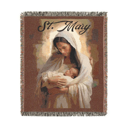 Woven Blanket - Religious Madonna & Child Throw | Inspirational Christian Throw Blanket