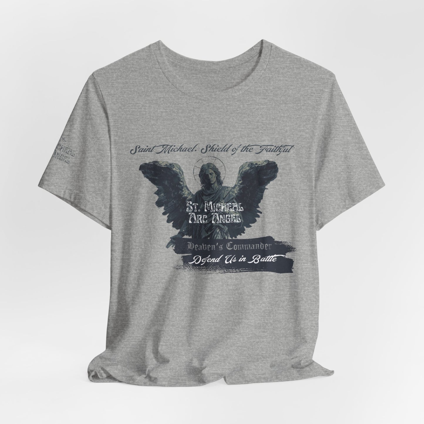Copy of Saint Michael Short Sleeve Tee, Angel Wing Tee, Faith T-Shirt,Catholic christian  Apparel, Gift for Believers, Holy Mass Shirt