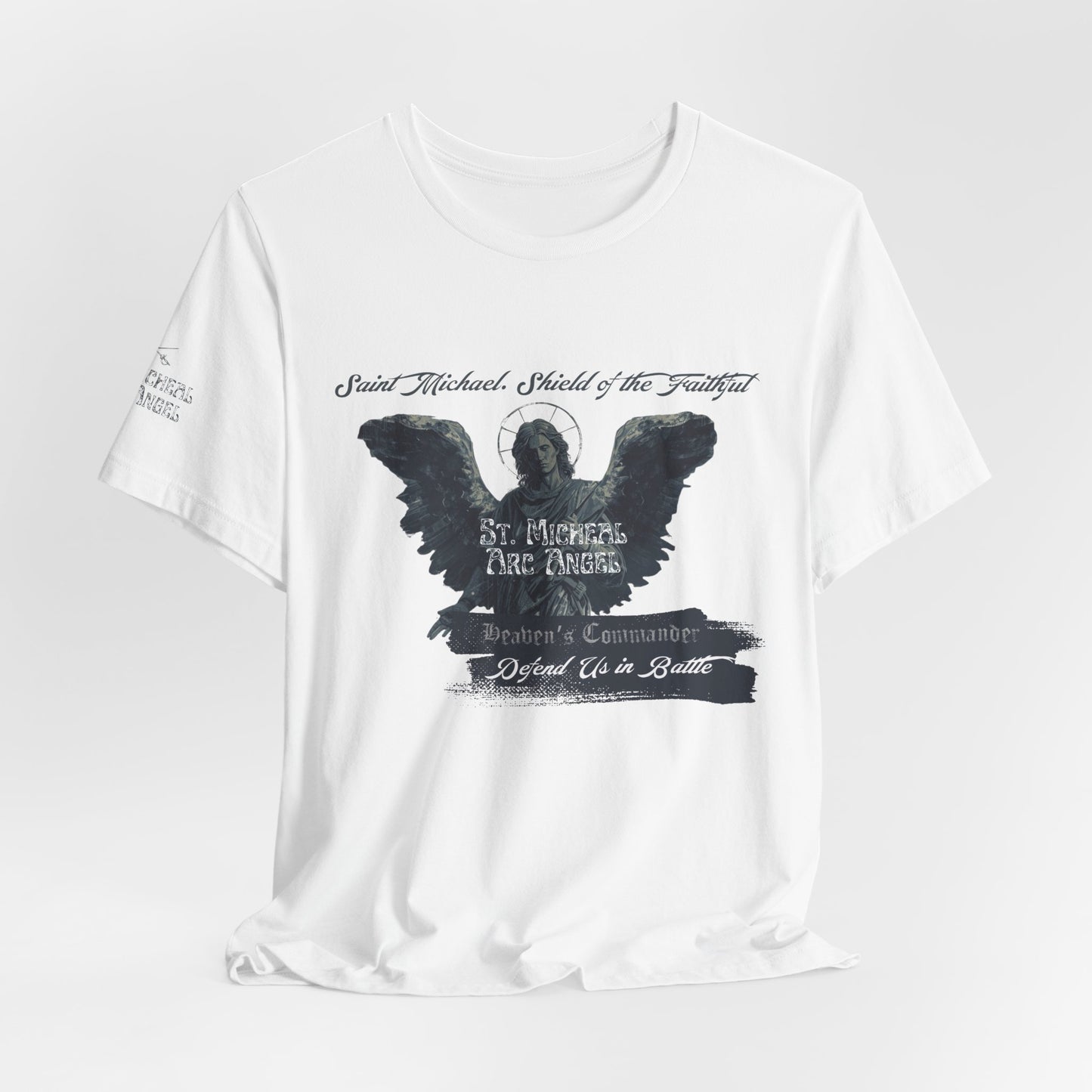 Copy of Saint Michael Short Sleeve Tee, Angel Wing Tee, Faith T-Shirt,Catholic christian  Apparel, Gift for Believers, Holy Mass Shirt