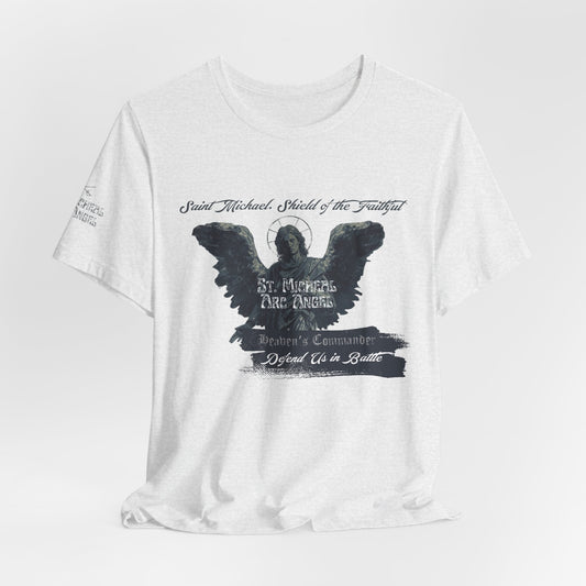 Copy of Saint Michael Short Sleeve Tee, Angel Wing Tee, Faith T-Shirt,Catholic christian  Apparel, Gift for Believers, Holy Mass Shirt