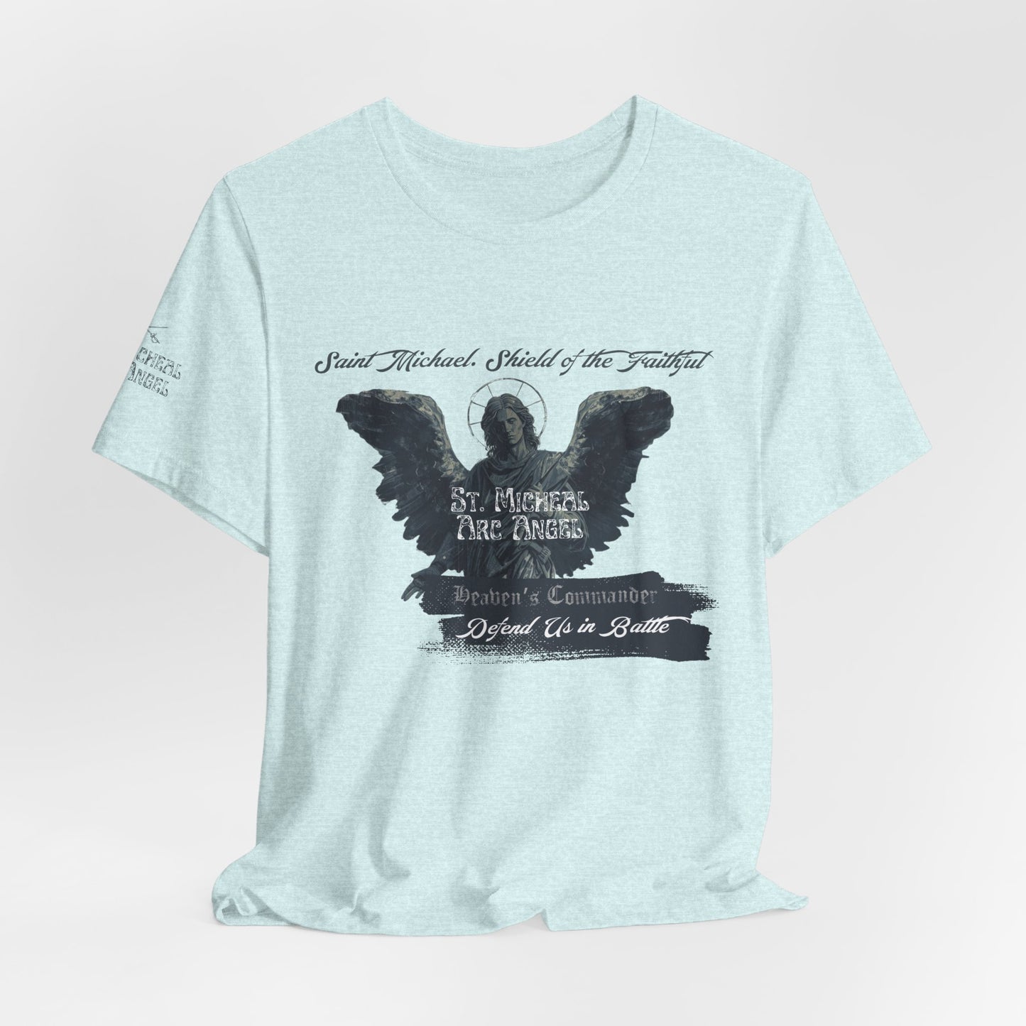 Copy of Saint Michael Short Sleeve Tee, Angel Wing Tee, Faith T-Shirt,Catholic christian  Apparel, Gift for Believers, Holy Mass Shirt