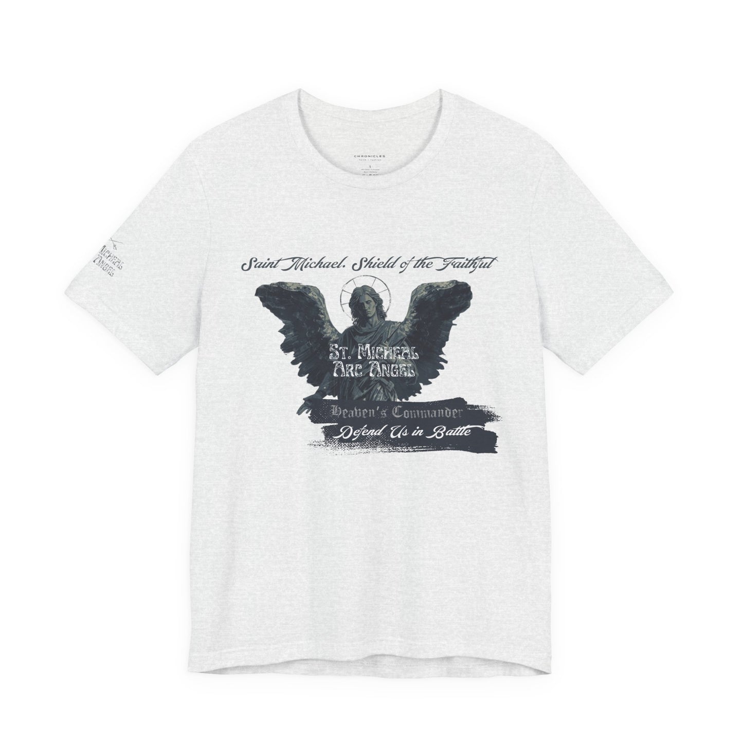 Copy of Saint Michael Short Sleeve Tee, Angel Wing Tee, Faith T-Shirt,Catholic christian  Apparel, Gift for Believers, Holy Mass Shirt
