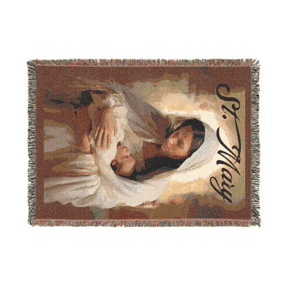 Woven Blanket - Religious Madonna & Child Throw | Inspirational Christian Throw Blanket