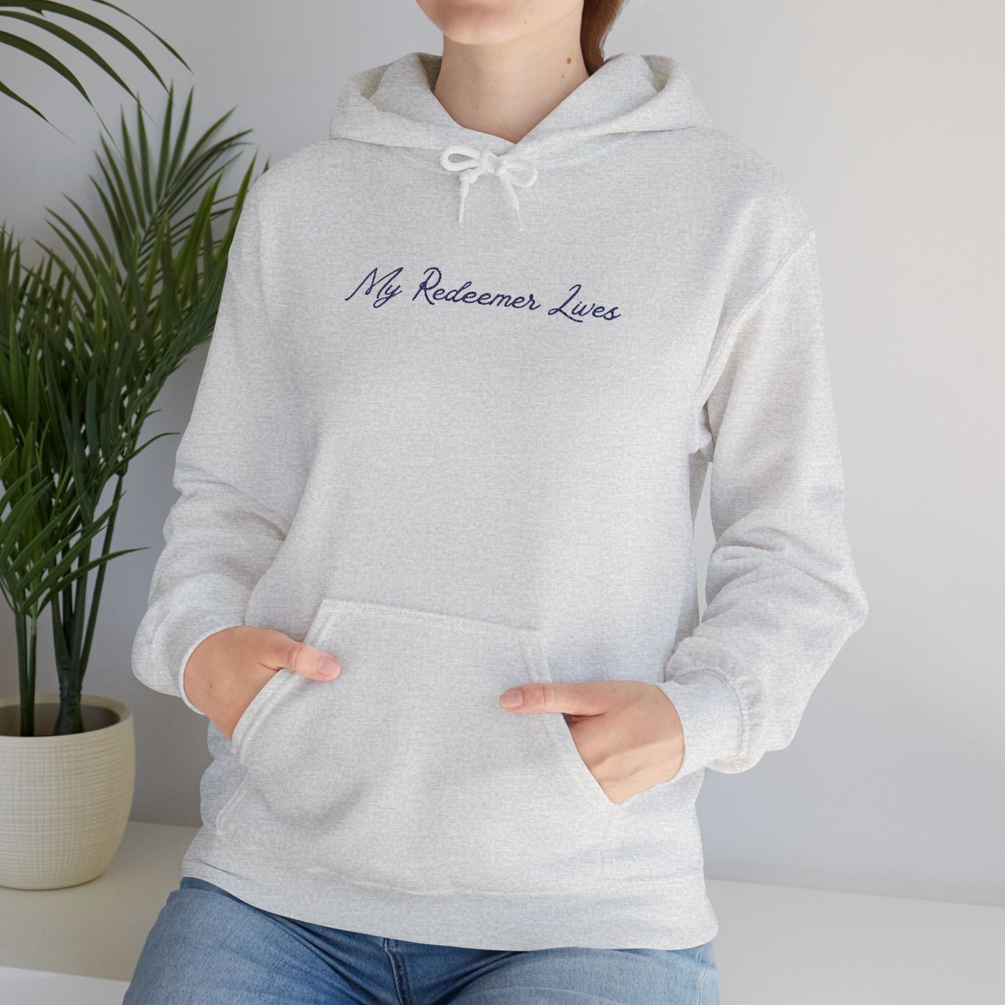 My Redeemer Lives" Women's Hoodie | Christian Catholic Sweatshirt | Job 19:25 Faith Apparel | Unisex Heavy Blend Hooded Sweatshirt