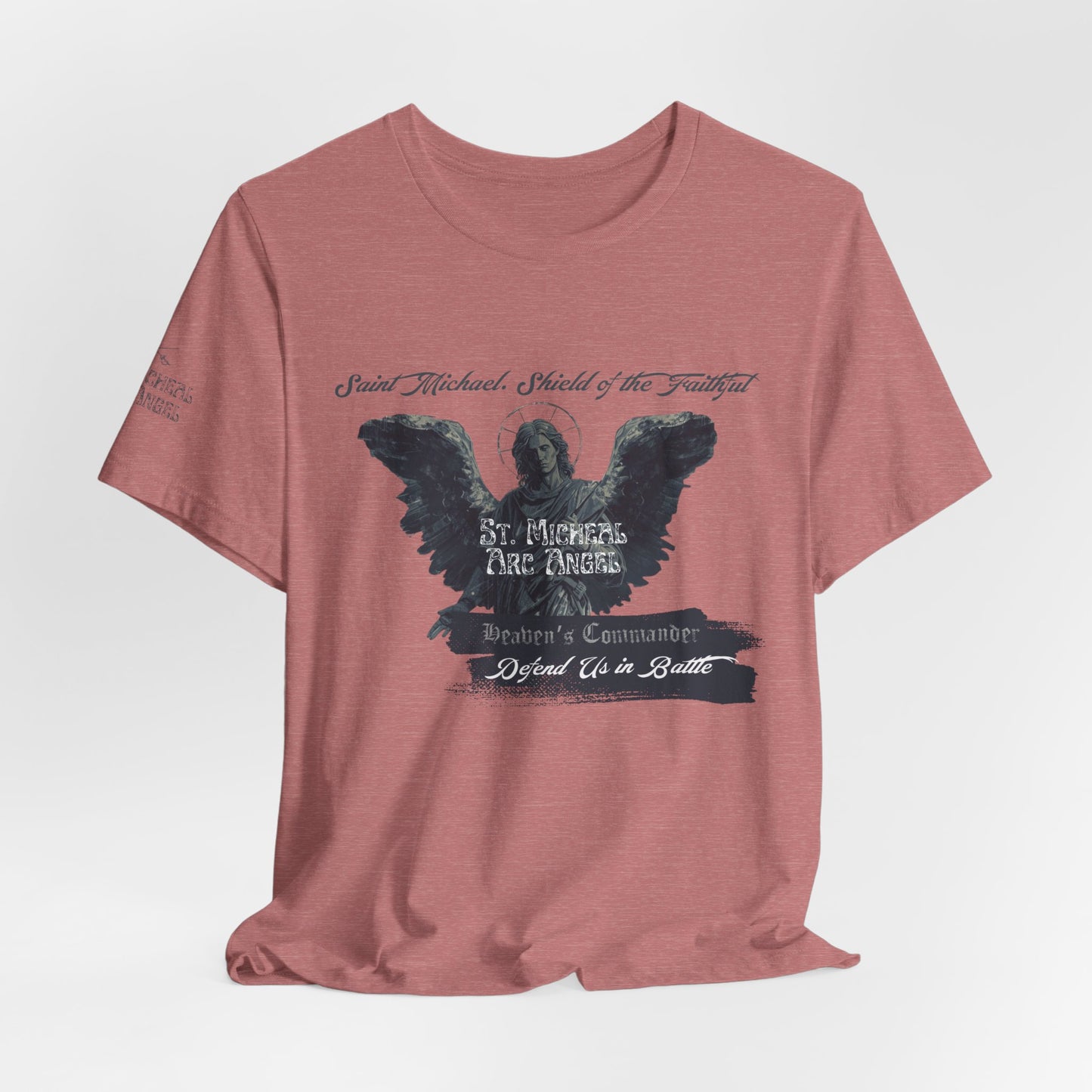 Copy of Saint Michael Short Sleeve Tee, Angel Wing Tee, Faith T-Shirt,Catholic christian  Apparel, Gift for Believers, Holy Mass Shirt