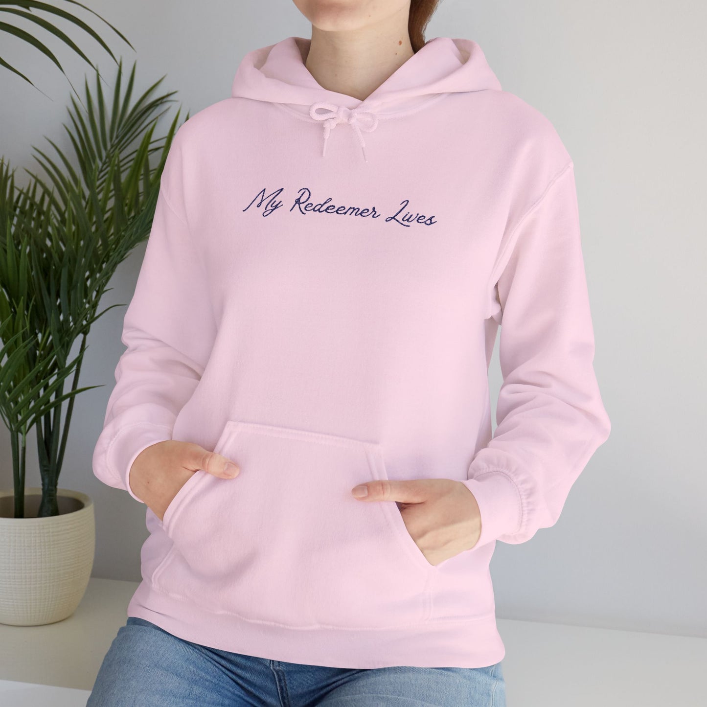 My Redeemer Lives" Women's Hoodie | Christian Catholic Sweatshirt | Job 19:25 Faith Apparel | Unisex Heavy Blend Hooded Sweatshirt
