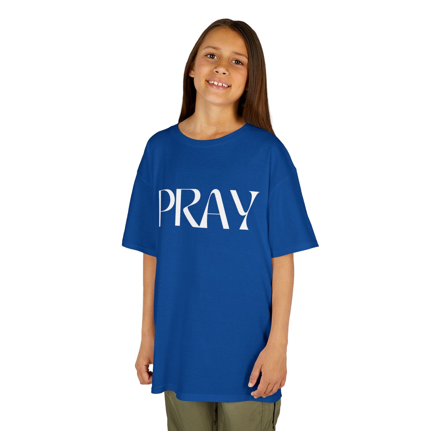 "Pray" Kids T-Shirt | Unisex Heavy Cotton™ Tee | Christian Children's Apparel | Faith-Based Kids Clothing