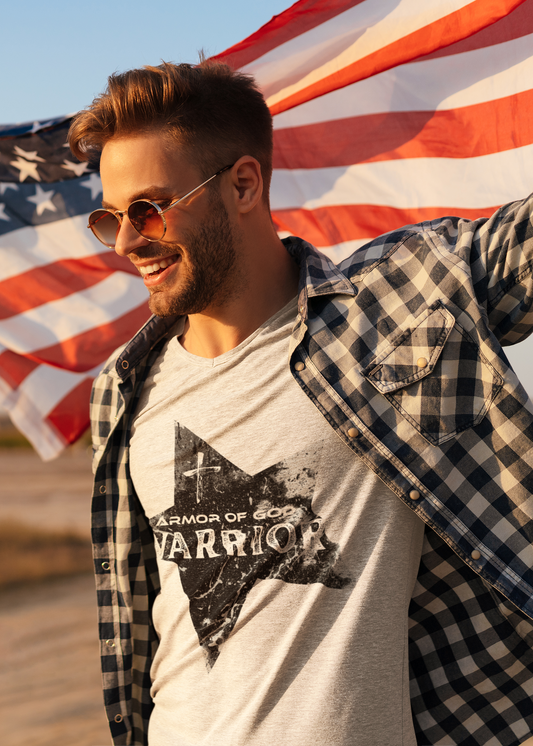 Armor of God Warrior T-Shirt for Men - Patriotic Christian Macho Tee - Faith & Country Military Style Unisex Heavy Cotton Tee