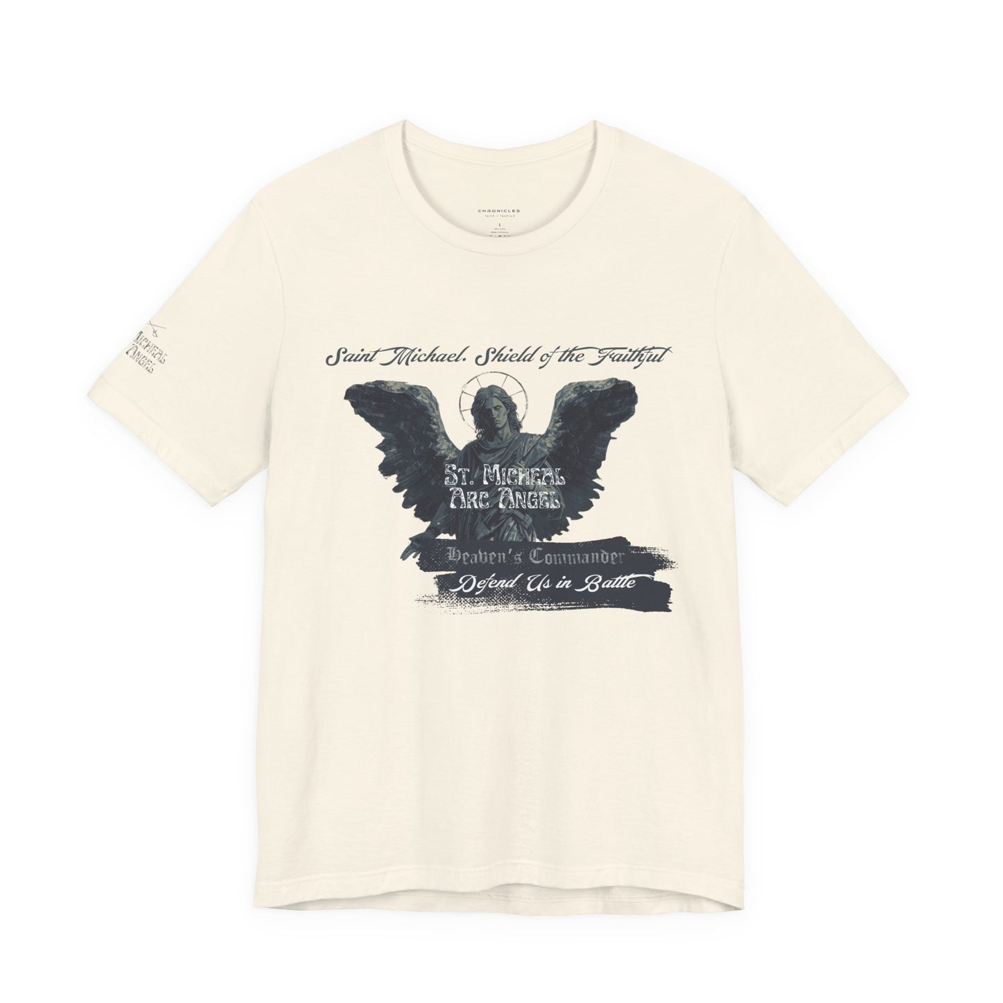 Copy of Saint Michael Short Sleeve Tee, Angel Wing Tee, Faith T-Shirt,Catholic christian  Apparel, Gift for Believers, Holy Mass Shirt