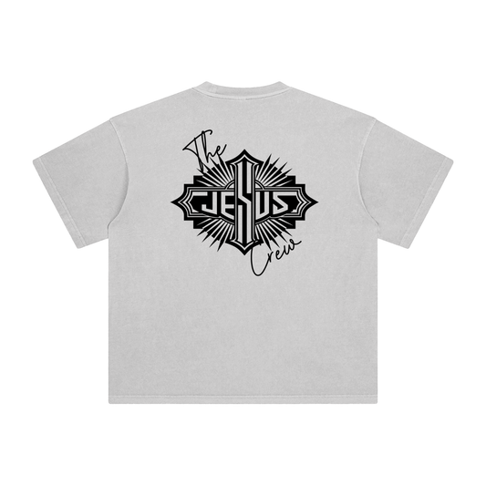 The Jesus Crew – Unisex Enzyme-Washed Tattoo Style Oversized Cotton T-Shirt
