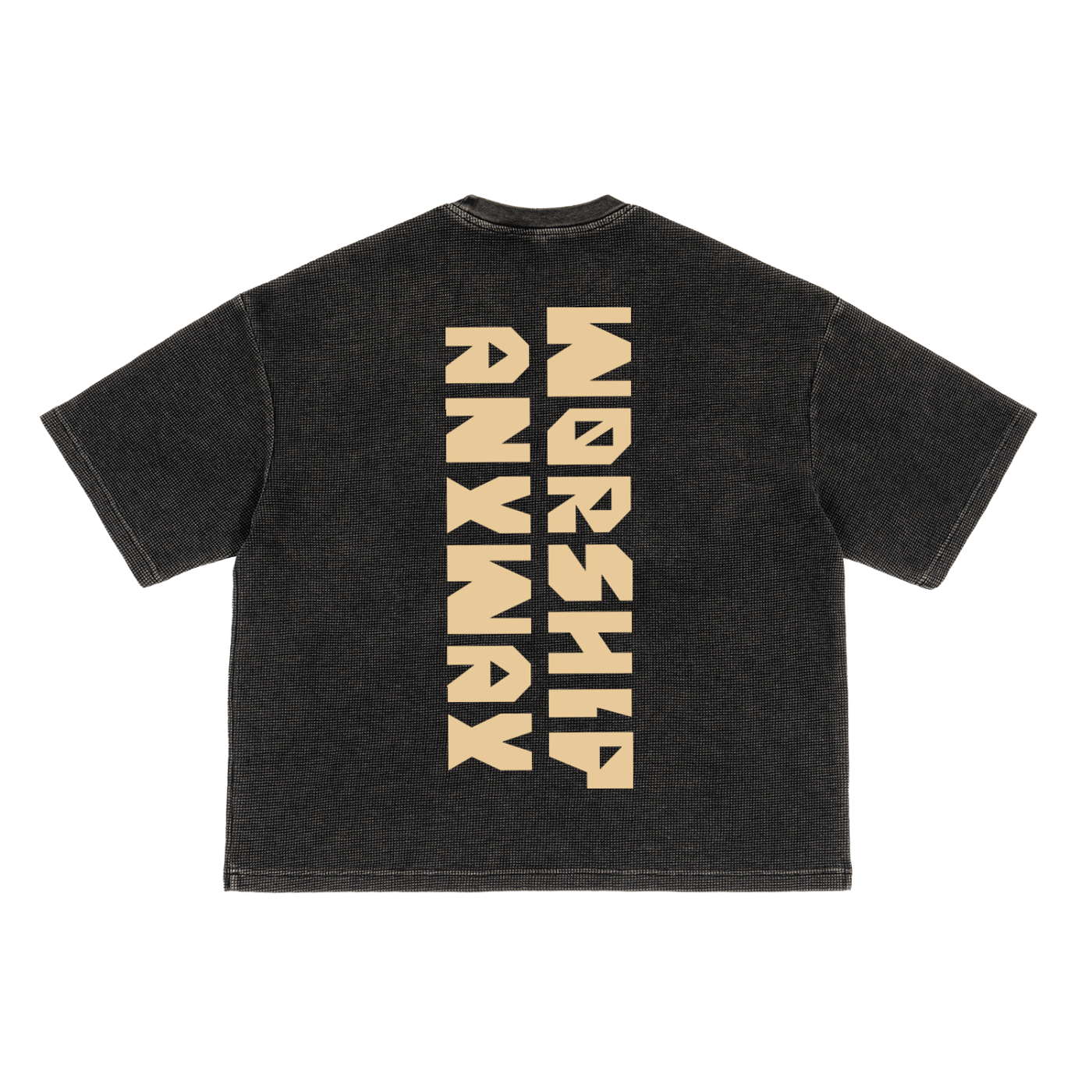 Worship Anyway - Textured Waffle Washed Boxy T-Shirt | Christian Tshirt