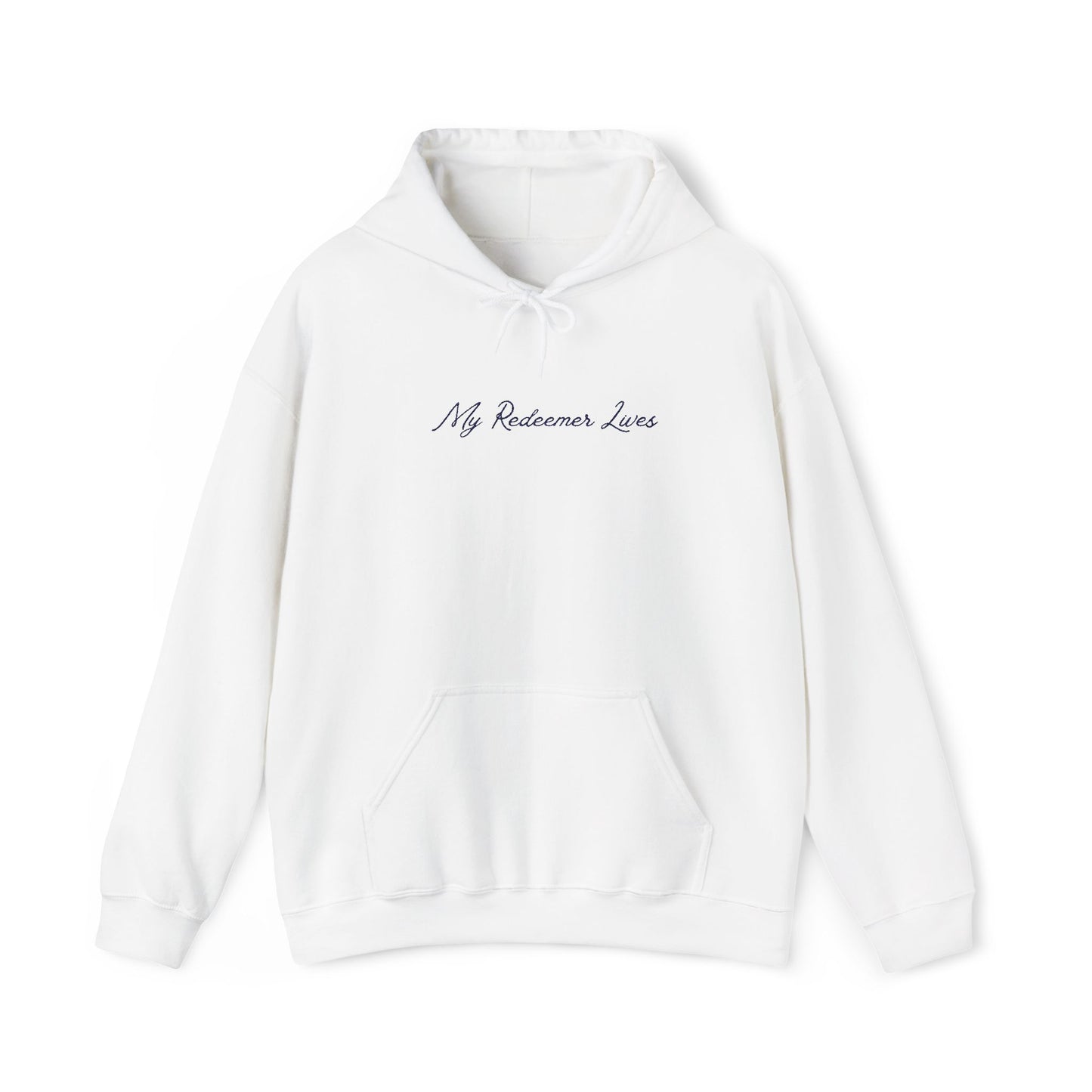 My Redeemer Lives" Women's Hoodie | Christian Catholic Sweatshirt | Job 19:25 Faith Apparel | Unisex Heavy Blend Hooded Sweatshirt