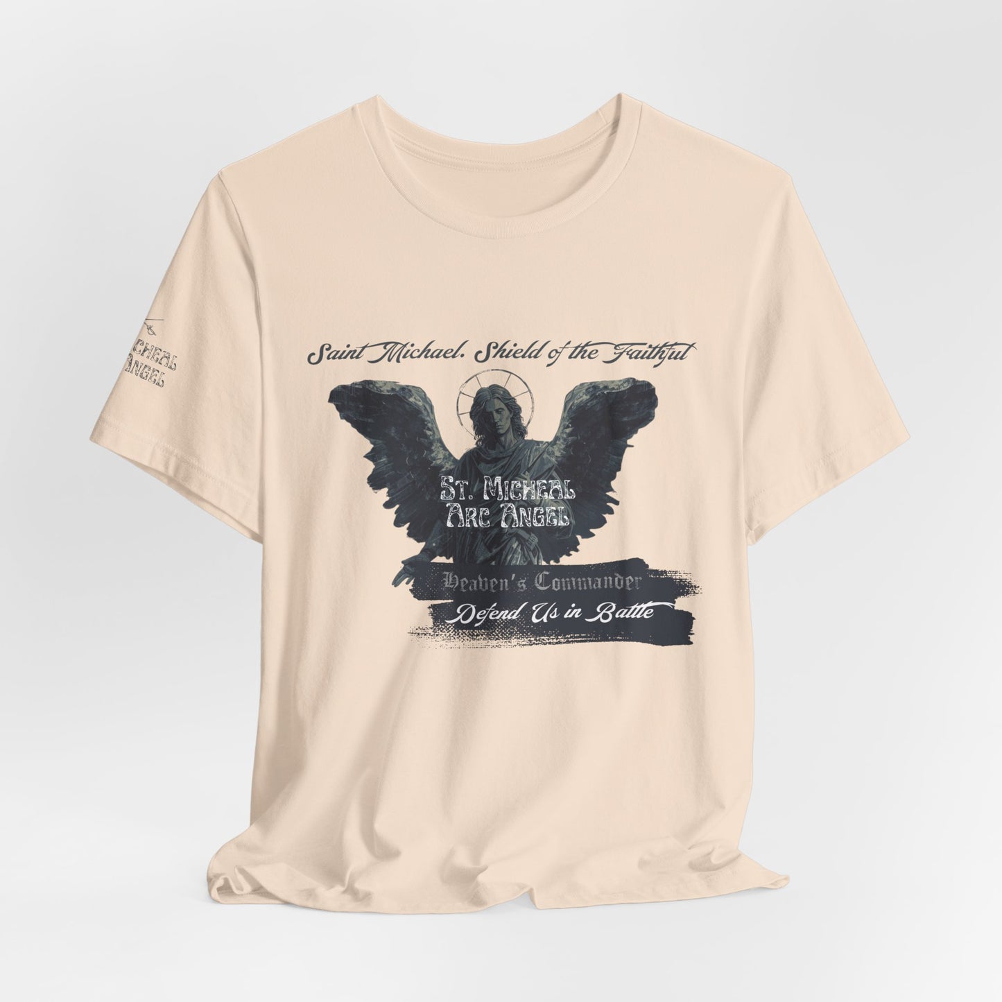 Copy of Saint Michael Short Sleeve Tee, Angel Wing Tee, Faith T-Shirt,Catholic christian  Apparel, Gift for Believers, Holy Mass Shirt