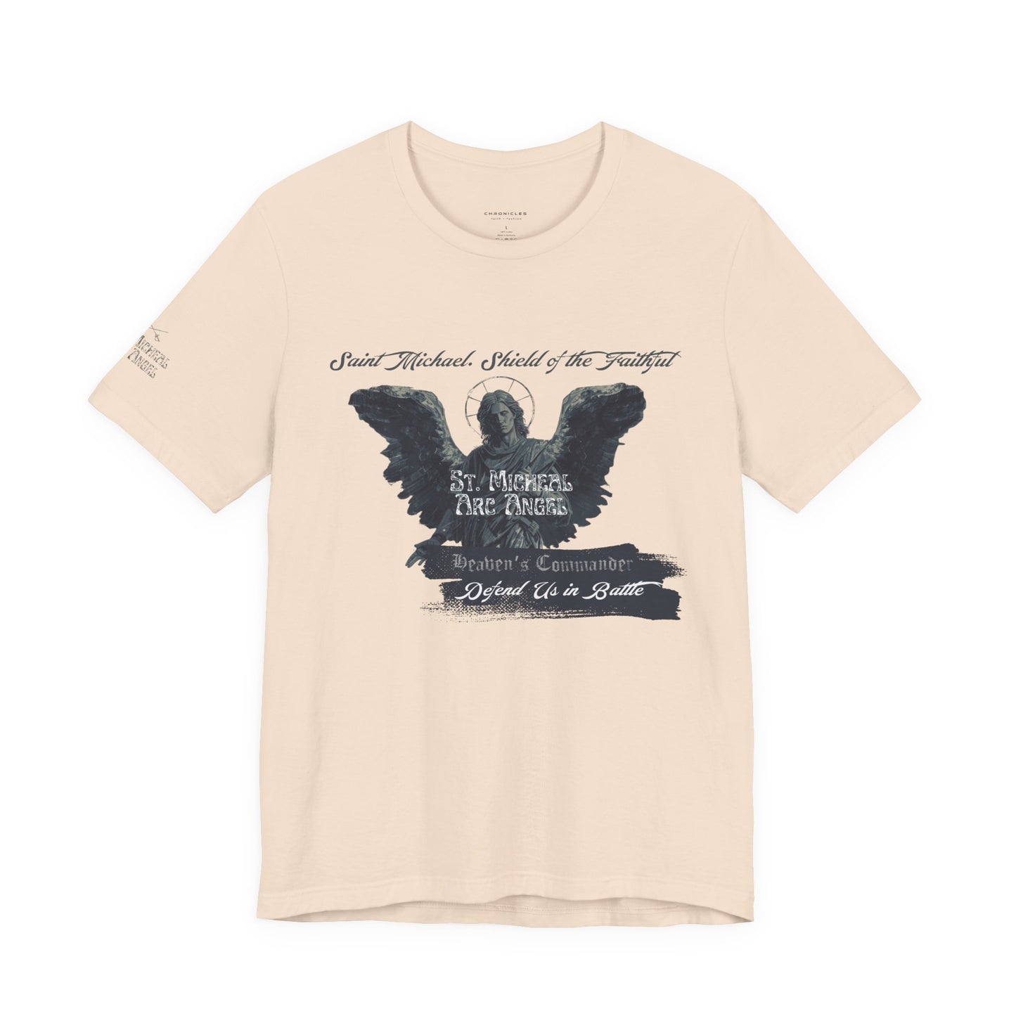 Copy of Saint Michael Short Sleeve Tee, Angel Wing Tee, Faith T-Shirt,Catholic christian  Apparel, Gift for Believers, Holy Mass Shirt
